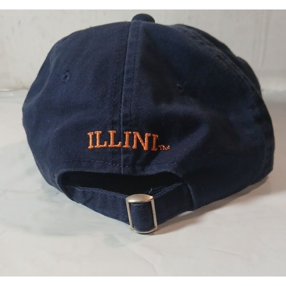 Illinois Baseball Hat Mens Adjustable Fighting Illini Blue Orange Signatures Dad - Picture 2 of 4